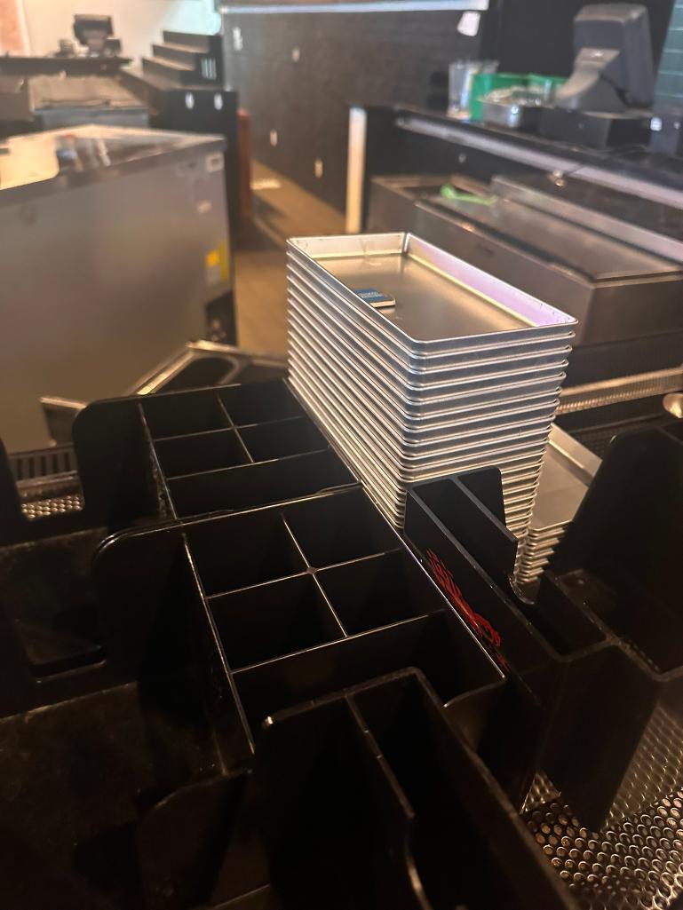 Large Group of Bar Supplies, Beer Buckets, Jack Daniels Fruit Tray, Napkin Holders, Bar Tender