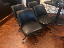 (4) Four Swivel Leather Lounge Chairs on Mobile Base, VG Condition, Sold Per Chair x's Qty