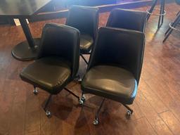 (4) Four Swivel Leather Lounge Chairs on Mobile Base, VG Condition, Sold Per Chair x's Qty
