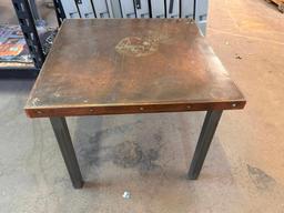 Custom Copper Top All Steel Construction 26in x 26in x 22in H Table