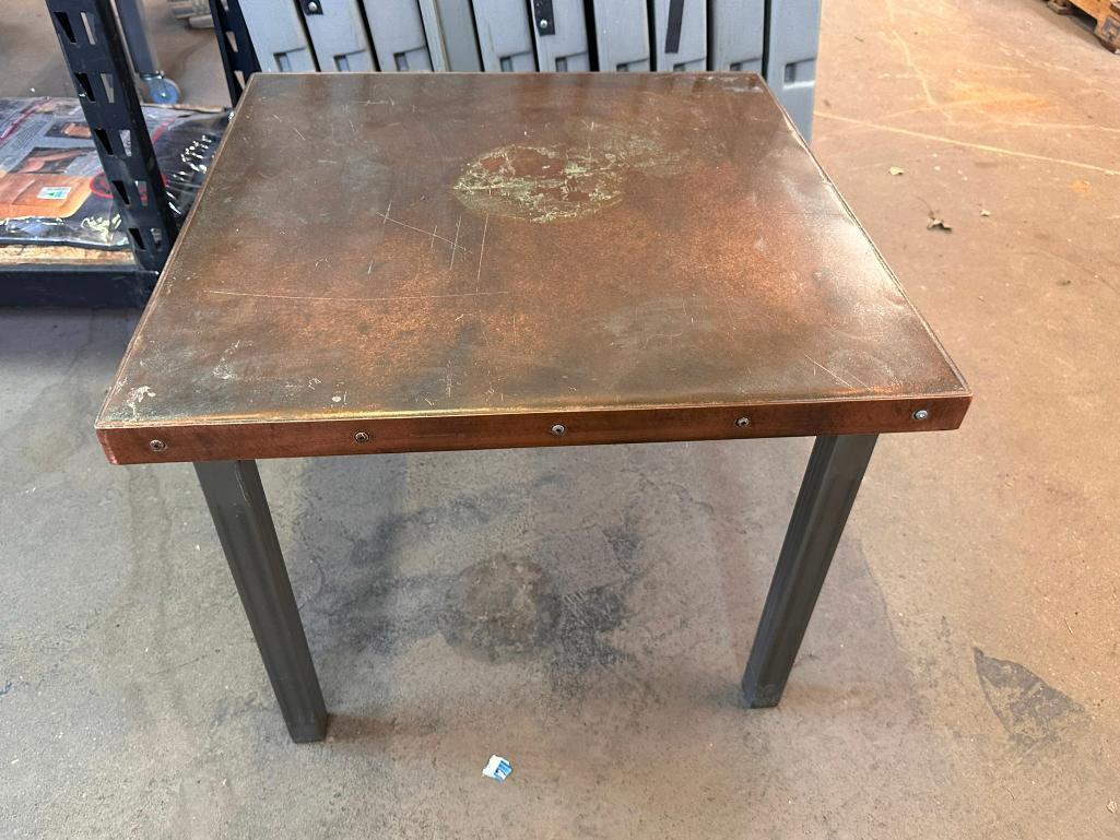Custom Copper Top All Steel Construction 26in x 26in x 22in H Table