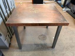 Custom Copper Top All Steel Construction 26in x 26in x 22in H Table