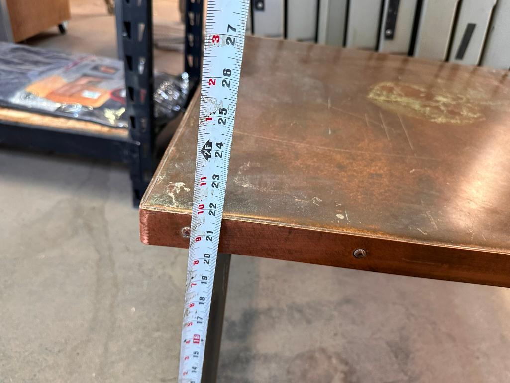 Custom Copper Top All Steel Construction 26in x 26in x 22in H Table