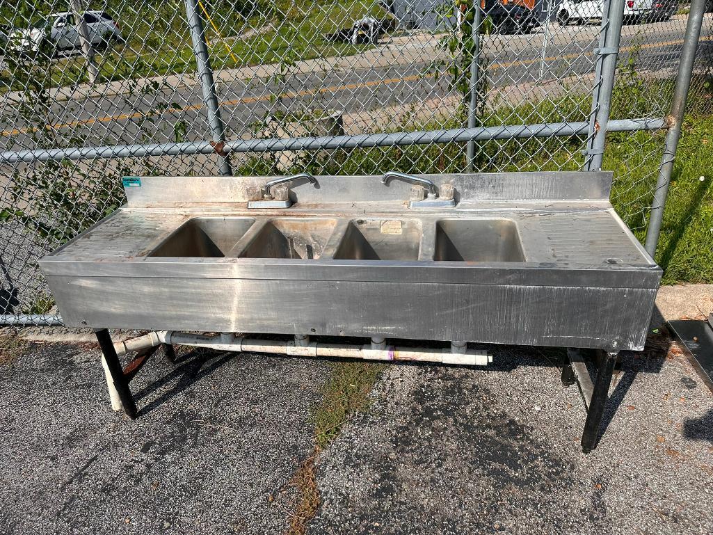 Stainless Steel Four Compartment Undercounter Back Bar Sink, 71in x 20in x 30in, SupremeMetal
