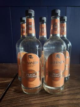 8 Bottles of Mr. Boston Peach Schnapps 1L, Sold 8x$, by the Bottle