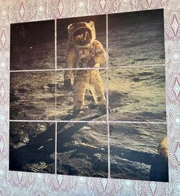 9-Panel Astronaut Wood Artwork, 9 16in x 16in Panels