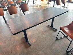 Restaurant Table, 30in x 72in x 29-1/2in H,Double Pedestal