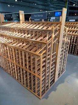 Dual-Side Wood Wine Storage and Merchandising Storage Rack, 65in H x 48in x 50in, 3 Bottles Deep Per