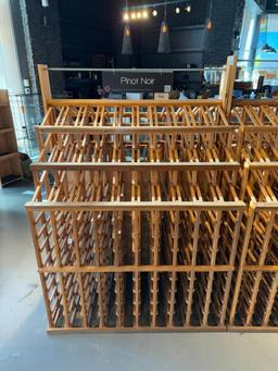 Dual-Side Wood Wine Storage and Merchandising Storage Rack, 65in H x 48in x 50in, 3 Bottles Deep Per