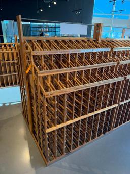 Dual-Side Wood Wine Storage and Merchandising Storage Rack, 65in H x 48in x 50in, 3 Bottles Deep Per