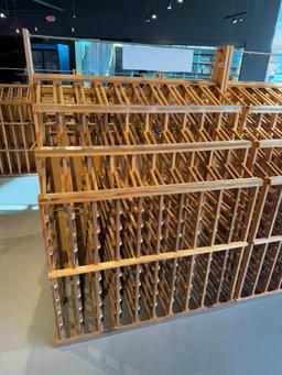 Dual-Side Wood Wine Storage and Merchandising Storage Rack, 65in H x 48in x 50in, 3 Bottles Deep Per