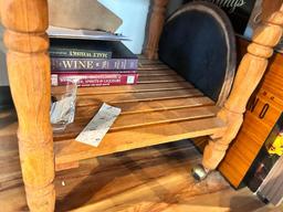 Wood Butcher Block Style Table w/ Lower Shelf 24in x 24in x 34in H