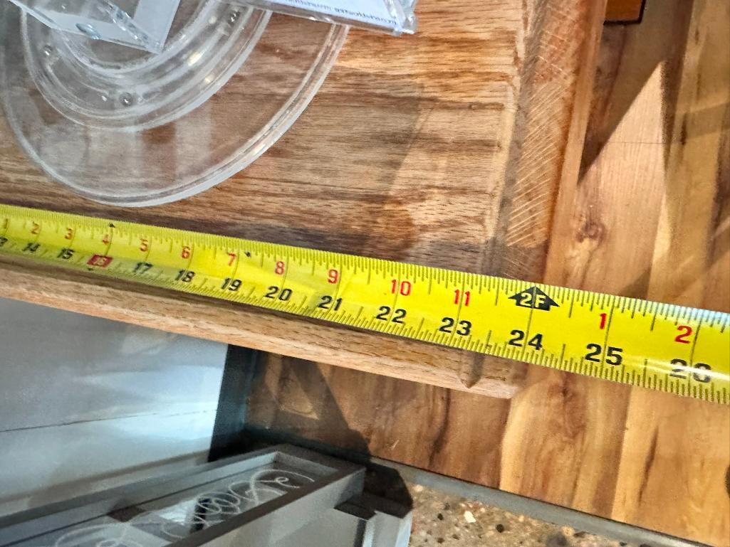 Wood Butcher Block Style Table w/ Lower Shelf 24in x 24in x 34in H