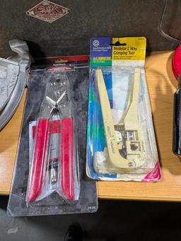SK Toolbox w/ Some Tools, Crimpers, Bender, Fish Tape, Wire Nuts