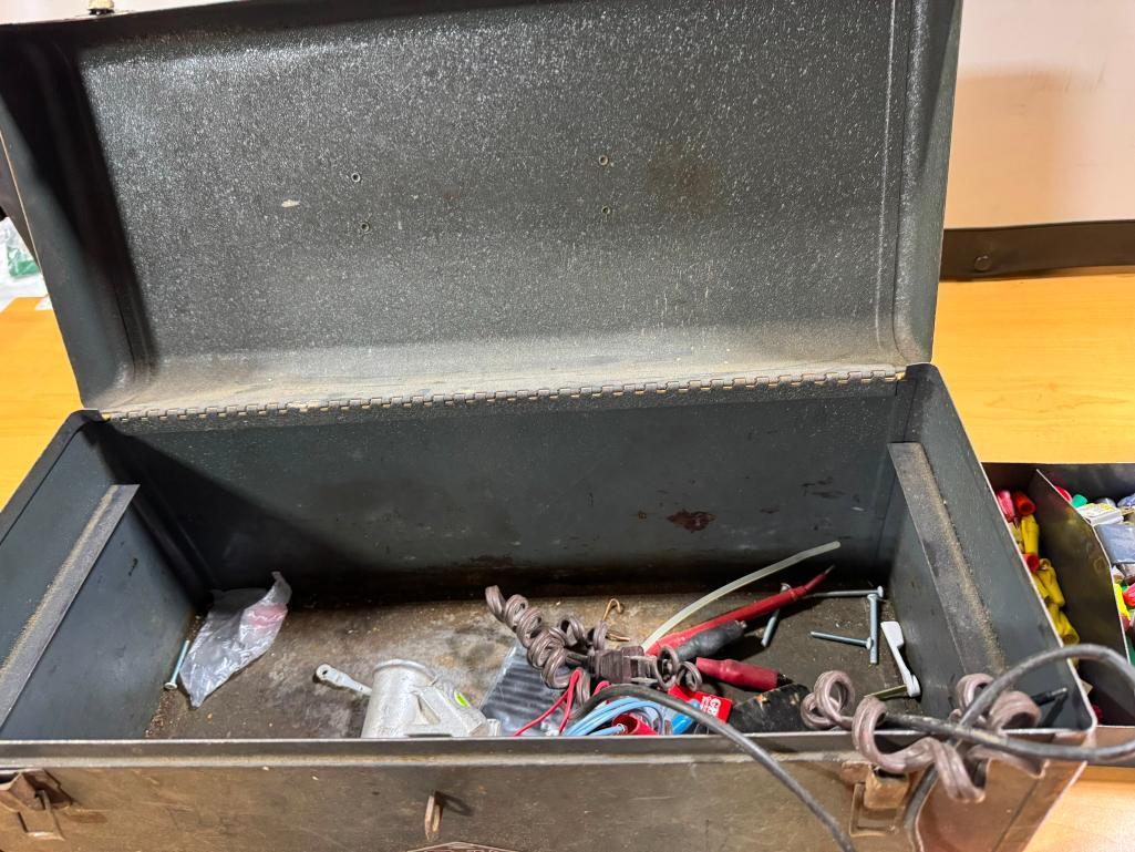 SK Toolbox w/ Some Tools, Crimpers, Bender, Fish Tape, Wire Nuts