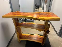 Live Edge Custom Bar w/ Storage Shelf & Wine Rack 45" x 49"