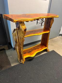 Live Edge Custom Bar w/ Storage Shelf & Wine Rack 45" x 49"