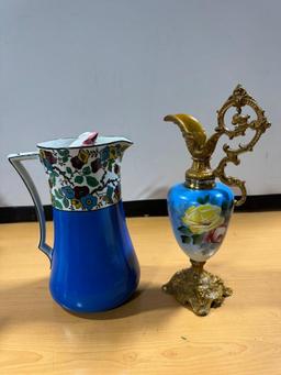 Ornate Vintage Pitchers, One Could Be Cloisonne or Similar