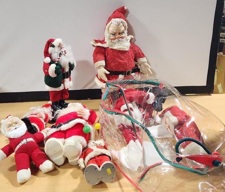 Lot of 7, Vintage Santa Claus Plush