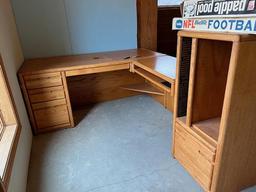Wood Office System w/ Desk and Cabinet