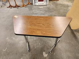 Lot of 5, Four Sided Work Tables, 2 Styles, Wood Grain and Speckled Formica Tops