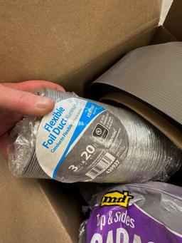 Box of Misc Building Supplies - including Vent, Garage Door Seal & Base Board