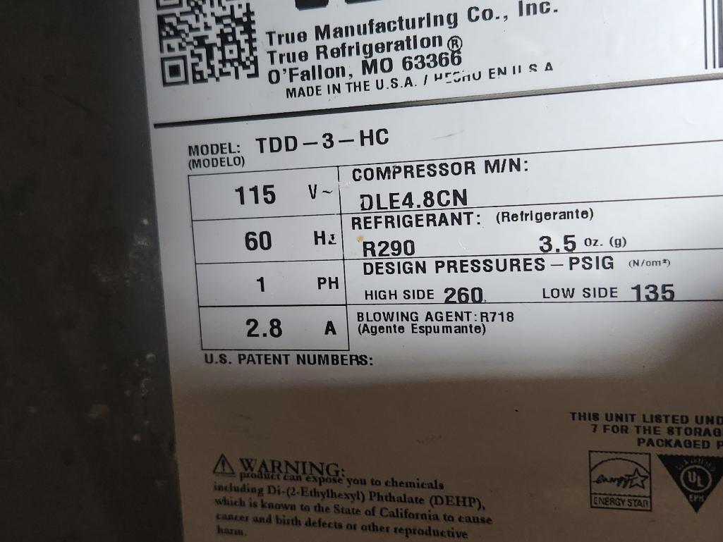 TRUE TDD-3-HC 69in Direct Draw Draft Beer System w/ 3-Keg Capacity, 2 Tap Towers