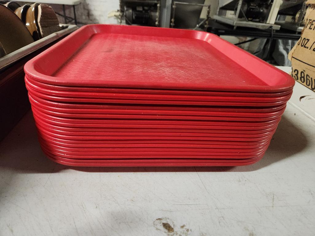 19 Count, Carlisle NCT 1418 Cafeteria Trays, 14in x 18in, Red