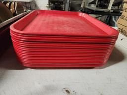 19 Count, Carlisle NCT 1418 Cafeteria Trays, 14in x 18in, Red