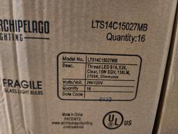 2 Cases, 16/Case, 32 Total, Archipelago Lighting Light Bulbs, Thread LED, Clear, Dimmable,