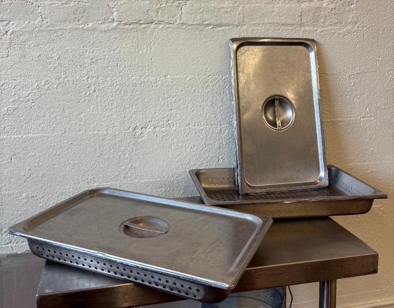 Lot of 2, Full-Size Size Steam Pans w/ Lids