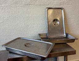 Lot of 2, Full-Size Size Steam Pans w/ Lids