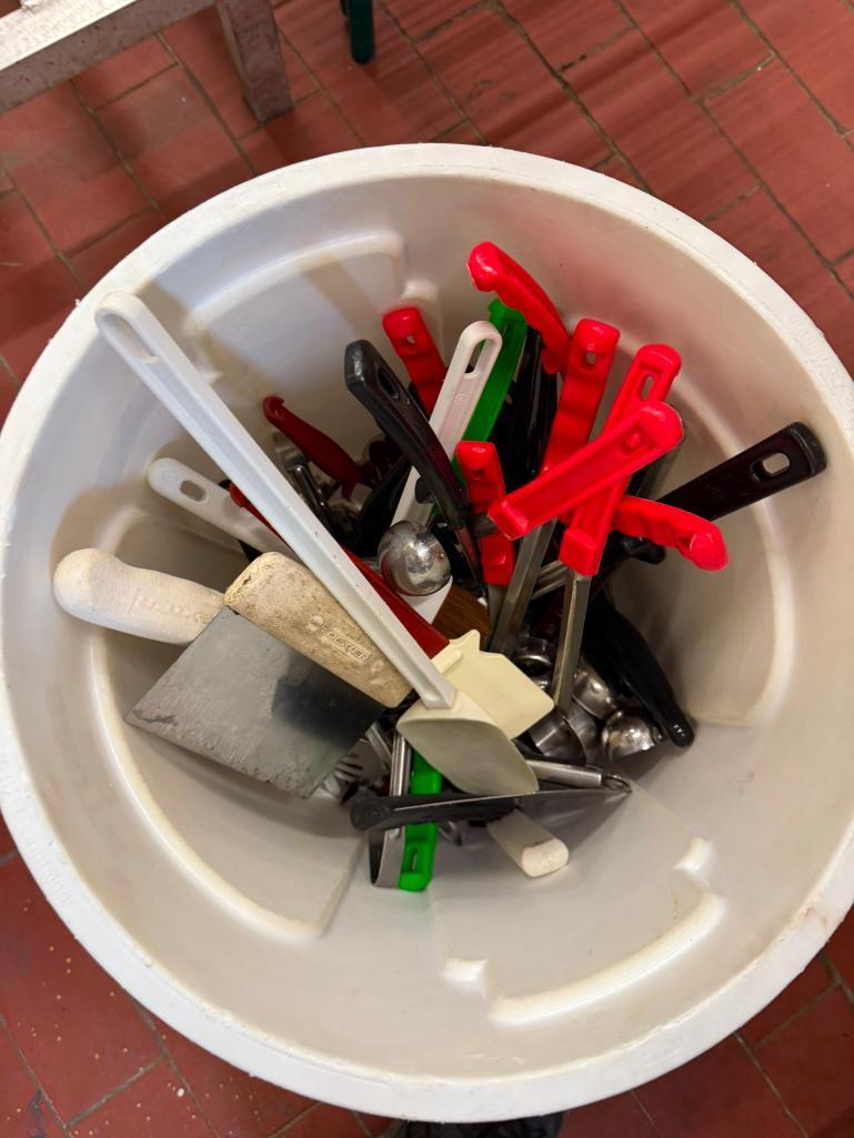 Brute Ingredient Bin Full of New NSF Kitchen Utensils of All Types, Great Lot of Utensils