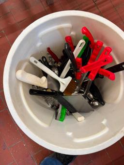 Brute Ingredient Bin Full of New NSF Kitchen Utensils of All Types, Great Lot of Utensils