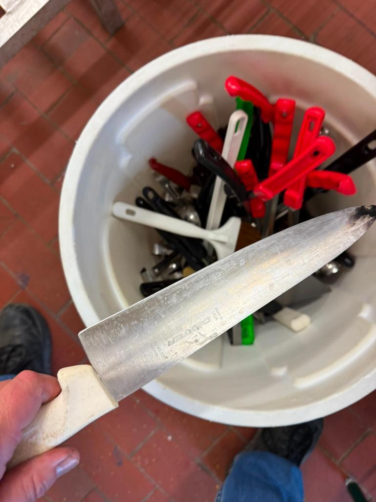 Brute Ingredient Bin Full of New NSF Kitchen Utensils of All Types, Great Lot of Utensils