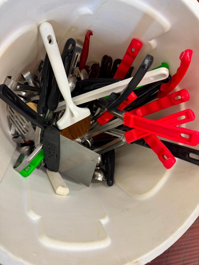 Brute Ingredient Bin Full of New NSF Kitchen Utensils of All Types, Great Lot of Utensils
