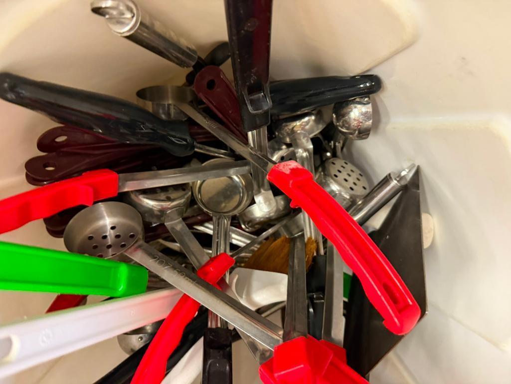 Brute Ingredient Bin Full of New NSF Kitchen Utensils of All Types, Great Lot of Utensils