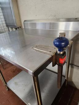 Stainless Steel Prep Table w/ Lower Shelf, Back Splash, Commercial Can Opener, 36in x 30in x 36in