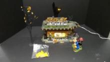 Dept 56- Black Cat Diner - LIGHT UP- original Box & Packing-Complete with tree and trick or treaters