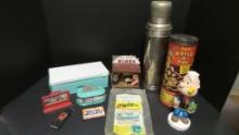 Diner Collection, Diner Mite Folding Lunch box and vintage Thermos Brand , Popeye Bobblehead