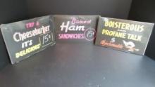 3 Vintage 1950's Restaurant Signs