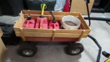 Wagon with 3 Gas Cans & bucket of Copper reflective fire glass