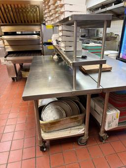 Stainless Steel Prep Table w/ Lower Shelf, 2 Upper Shelves, Mobile Base, 72in