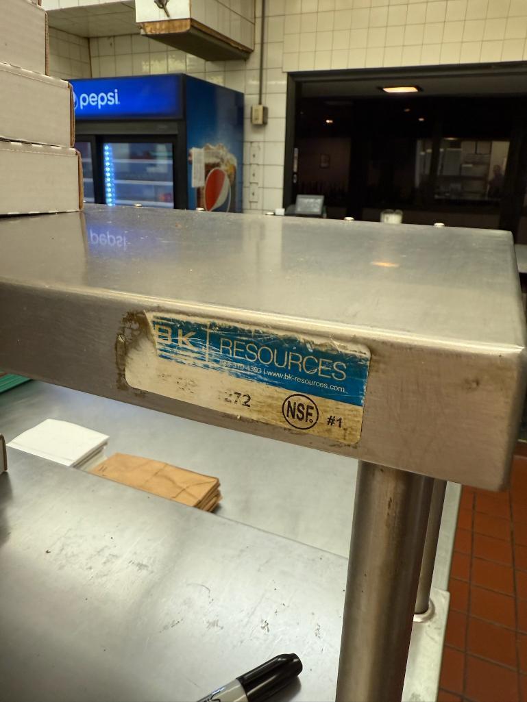 Stainless Steel Prep Table w/ Lower Shelf, 2 Upper Shelves, Mobile Base, 72in