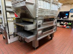 Middleby Marshall PS570S Double Deck Conveyor Pizza Ovens on HD Trolley