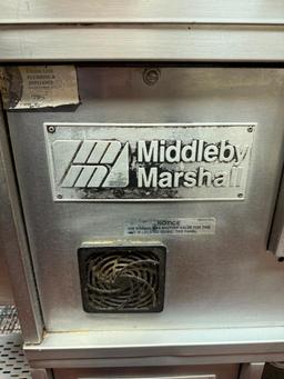 Middleby Marshall PS570S Double Deck Conveyor Pizza Ovens on HD Trolley