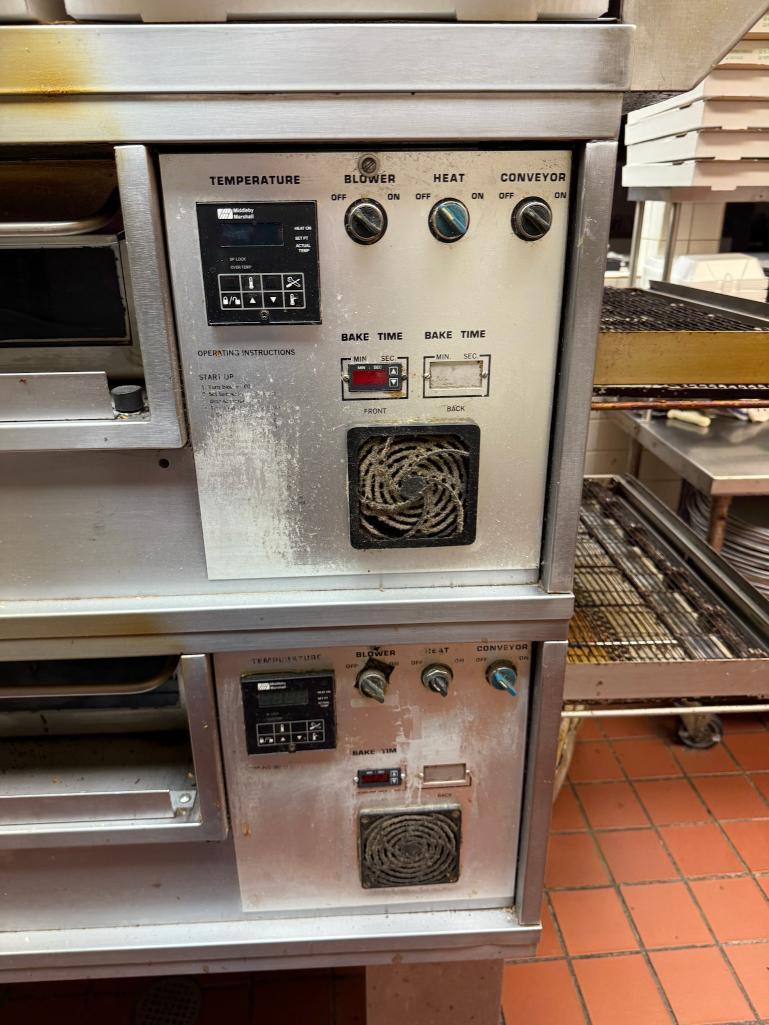 Middleby Marshall PS570S Double Deck Conveyor Pizza Ovens on HD Trolley