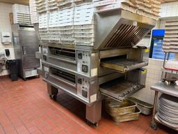 Middleby Marshall PS570S Double Deck Conveyor Pizza Ovens on HD Trolley