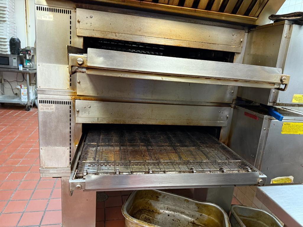 Middleby Marshall PS570S Double Deck Conveyor Pizza Ovens on HD Trolley