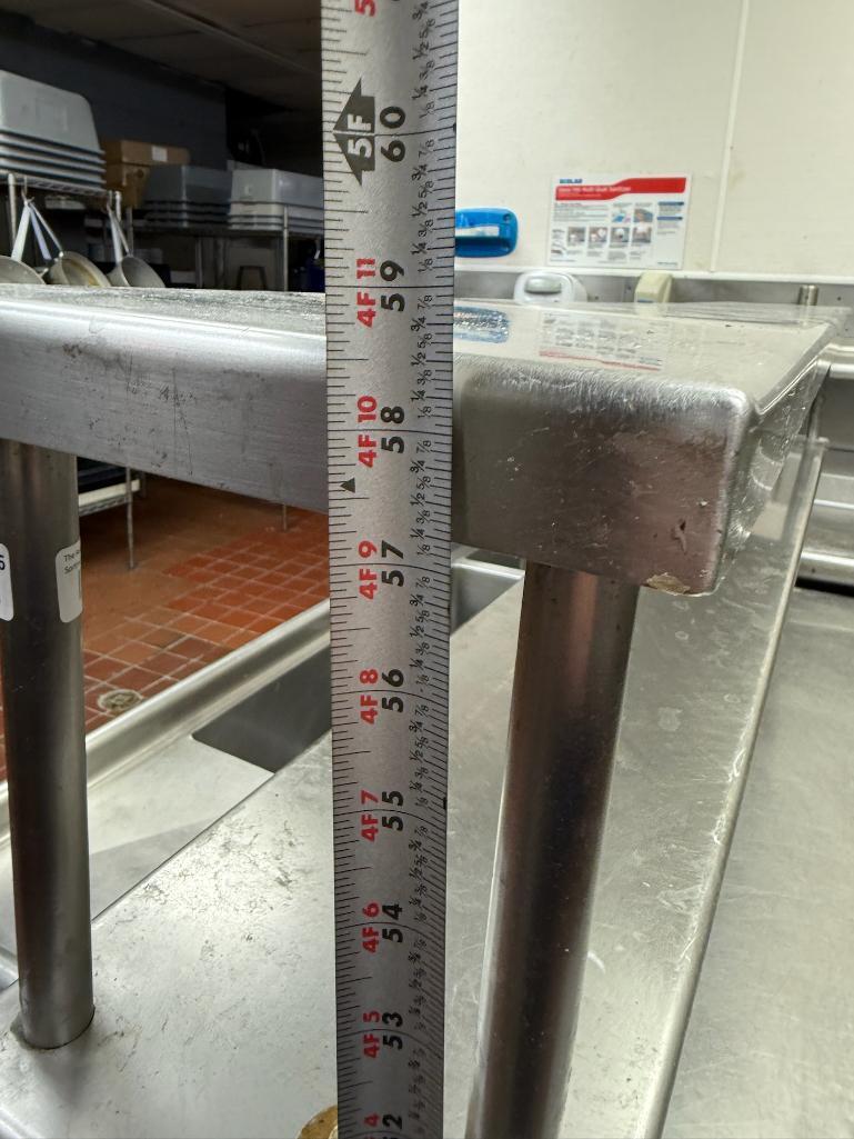 Stainless Steel Prep Table w/ Lower Shelf, 2 Upper Shelves, Mobile Base, 72in